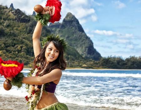 hula dancer on beach in hawaii