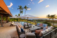 A view of the outdoor living area of a villa rental at Mauna Kea Resort.