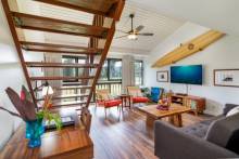 The living space of an Oahu short-term rental.