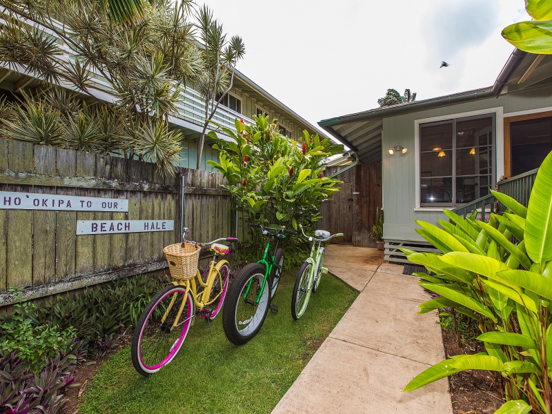 Garden entry with bikes