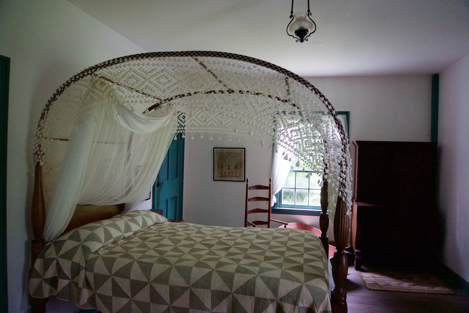 Bed with lace canopy