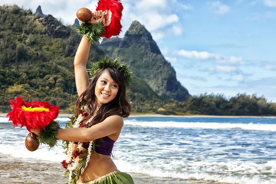 hula dancer on beach in hawaii