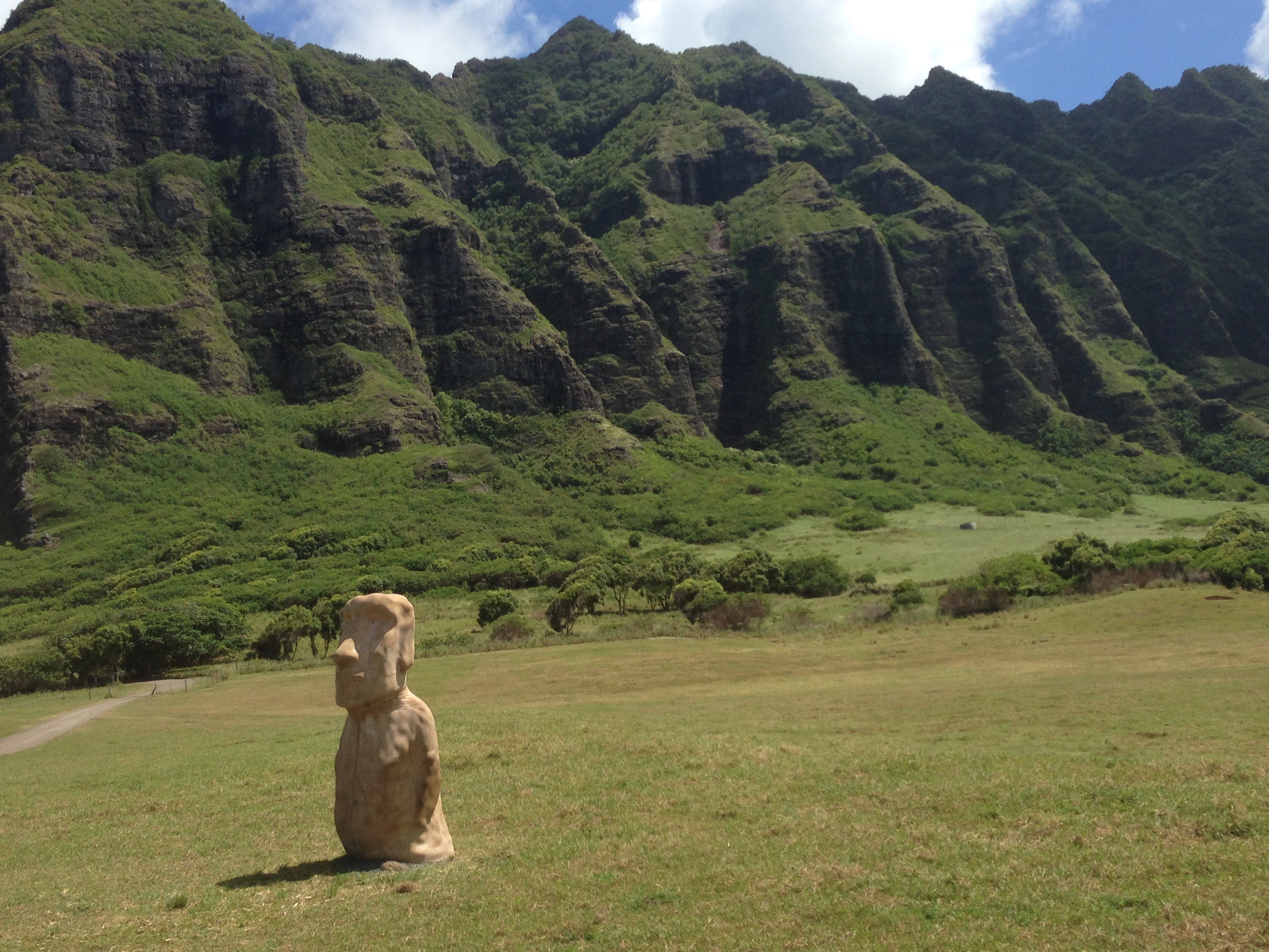 Movie set props in the valley at Kualoa Ranch