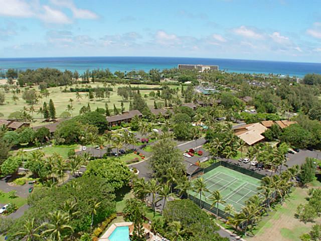 Overhead view of Kuilima Estates and resort