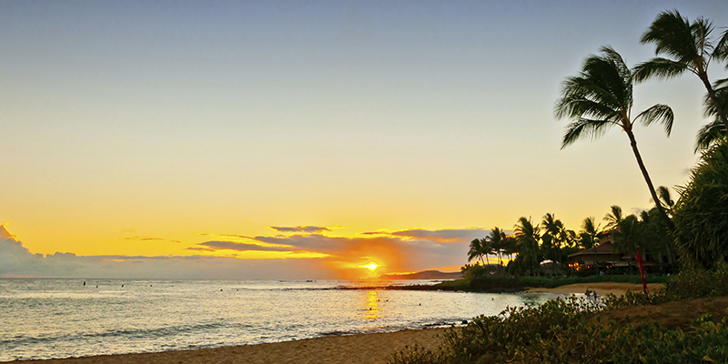 Poipu Sunset near the beach